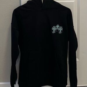 Chrome Hearts Black Hoodie with Light Blue Cross Embroidery